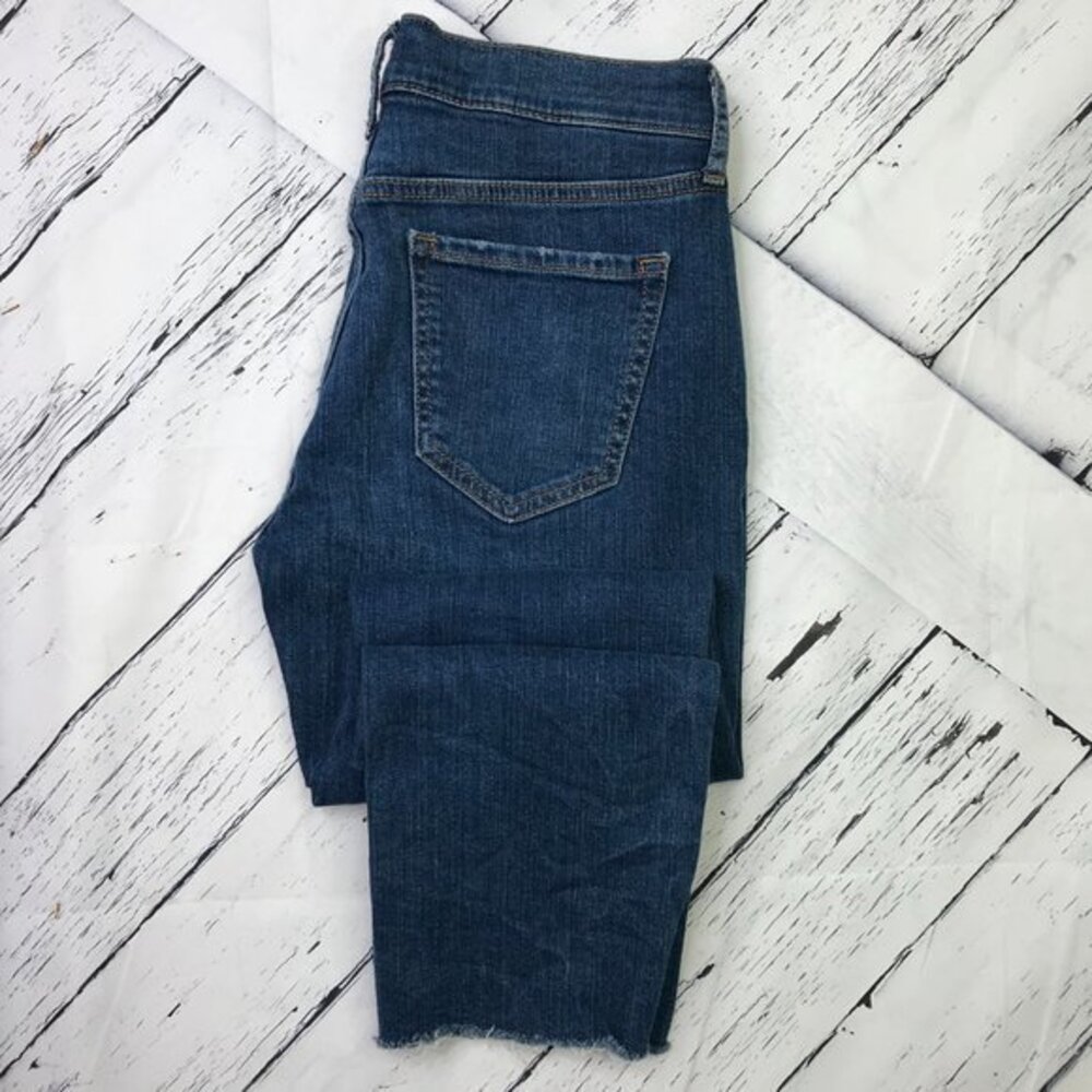 BANANA REPUBLIC Womens Blue Zip Denim Raw Hem Straight Ankle Jeans Size 27/4